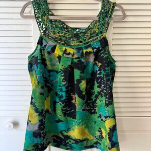 Anthropologie Odille Forgotten Pond Watercolor Sleeveless Top size 10